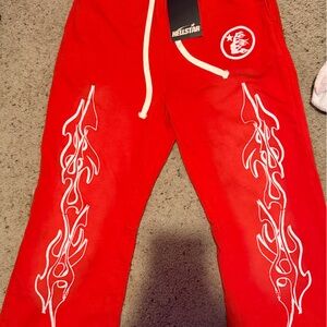 Helstar Red Sweatpants with White Flame Design